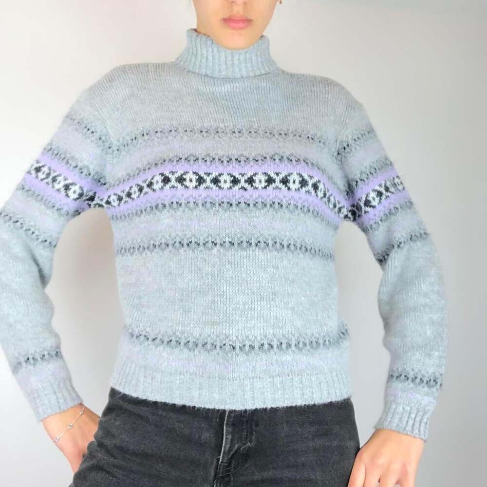 Women's Grey and Purple Jumper